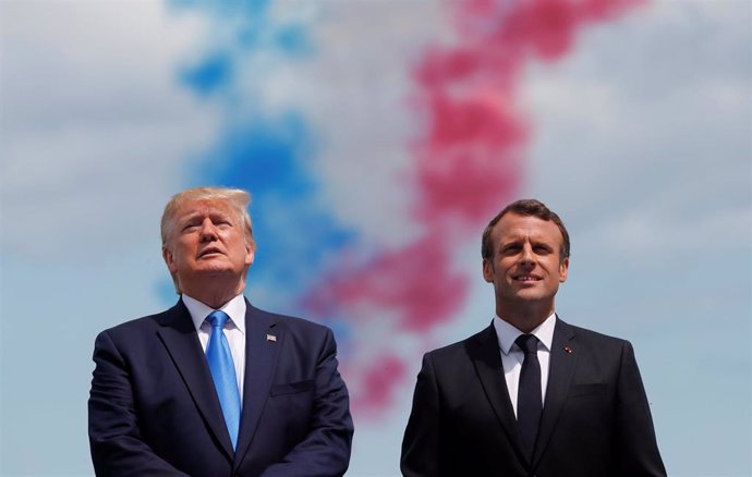 Donald Trump y Emmanuel Macron en el aniversario del Desembarco de Normandía