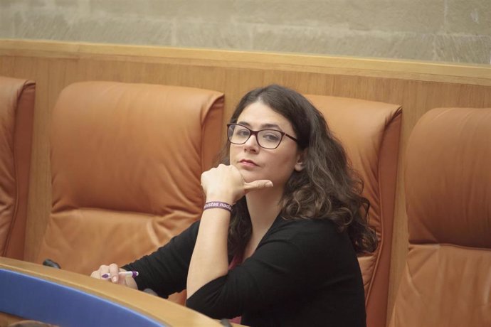 La diputada de Podemos-Equo, Raquel Romero Alonso, durante la primera sesión del debate de investidura de la candidata socialista, Concha Andreu, como presidenta de La Rioja.