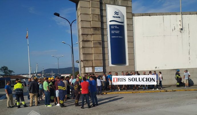 Protesta de trabajadores del naval en Ferrol.