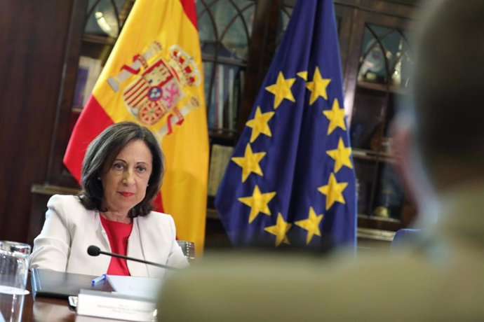 La ministra de Defensa en funciones, Margarita Robles, durante la recepción a los Jefes de las misiones internacionales en las que participa España.