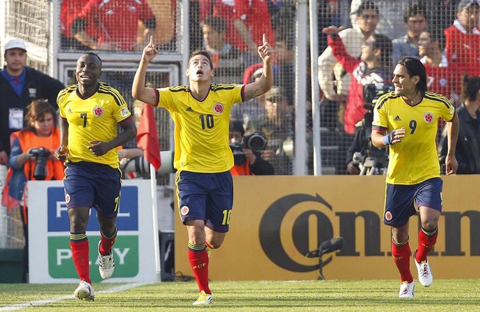 James Rodríguez y Radamel Falcao con la selección de Colombia