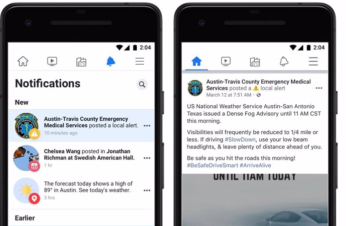 Facebook lanza una función para avisar sobre emergencias locales en Estados Unid