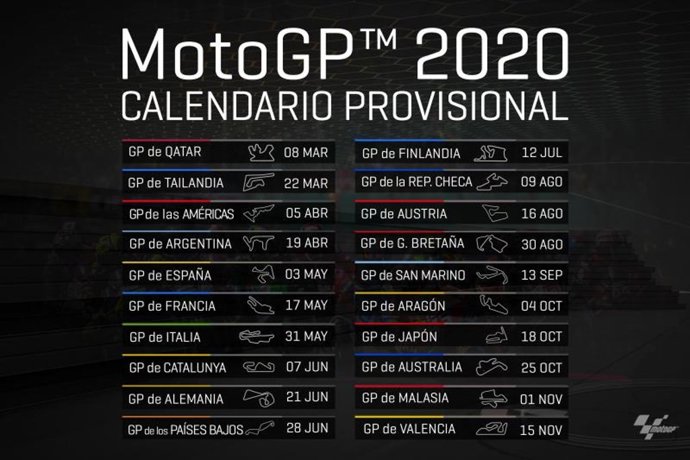 Calendario provisional de MotoGP para 2020