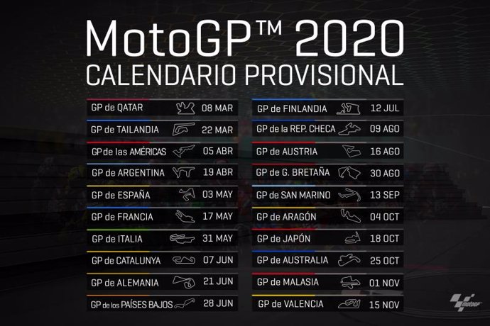 Calendari provisional de MotoGP per 2020