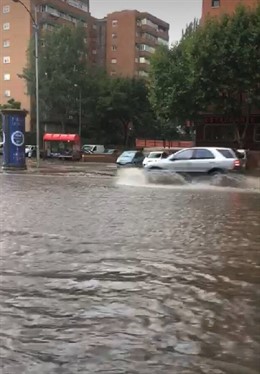 Imagen de las inundaciones en la localidad madrileña de Fuenlabrada tras la fuerte tormenta del pasado 26 de agosto de 2019.