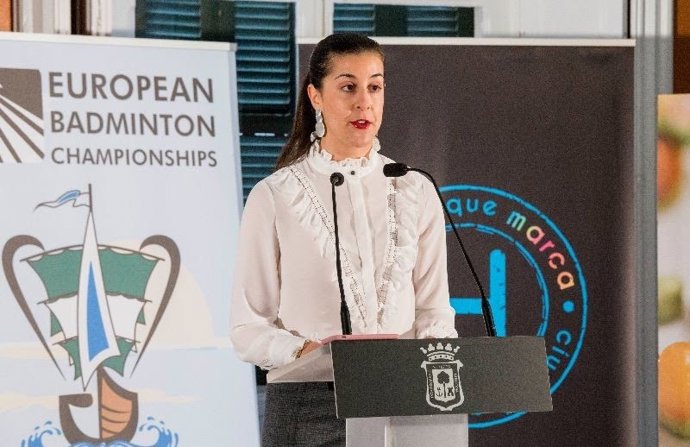 Carolina Marín en la presentación de los Europeos de Huelva