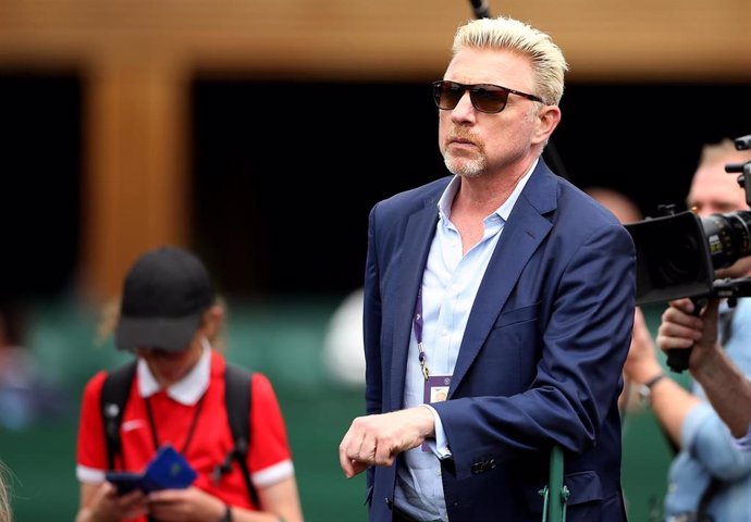 09 July 2019, England, London: German former tennis player Boris Becker watches players in action on day eight of the 2019 Wimbledon Grand Slam tennis tournament at the All England Lawn Tennis and Croquet Club. Photo: Steven Paston/PA Wire/dpa