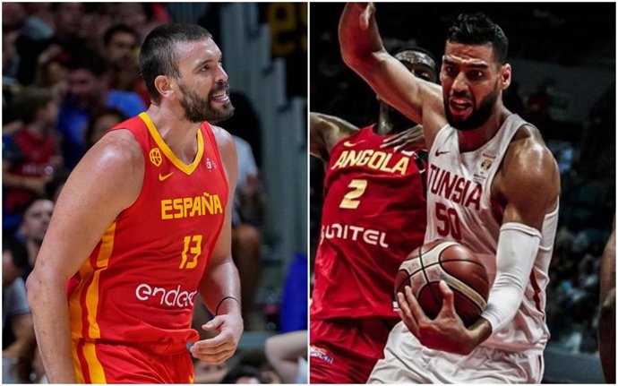 Marc Gasol (España) y Salah Mejri (Túnez)