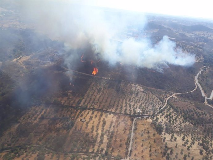 Incendio forestal en Barrancos, Portugal.