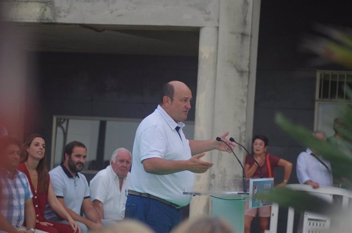 El presidente del EBB del PNV, Andoni Ortuzar, en el mitin de inicio de curso político en Zarautz (Gipuzkoa)