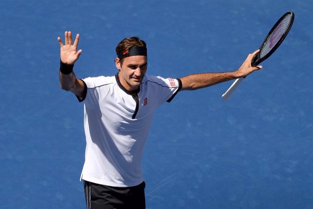 Roger Federer celebra un triunfo en el US Open.