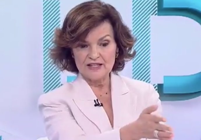 La vicepresidenta del Gobierno, Carmen Calvo, durante su entrevista en RTVE