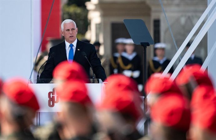 El vicepresidente de Estados Unidos, Mike Pence, durante una visita oficial a Polonia