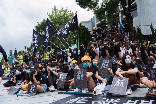 Manifestación estudiantil durante las protestas de Hong Kong