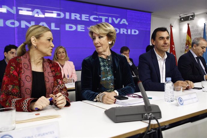 Imagen de recurso de las expresidentas de la Comunidad de Madrid, Cristina Cifuentes, Esperanza Aguirre, junto a Fernando Martínez-Maíllo.