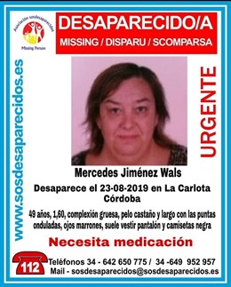 Cartel de la desaparición de Mercedes Jiménez Wals