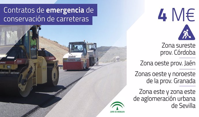 La Junta destina cuatro millones de euros a seis contratos de emergencia de conservación de carreteras.