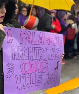Una pancarta durante la manifestación del 8 de marzo