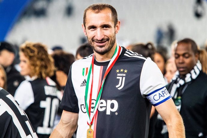 Giorgio Chiellini of Juventus celebrates the title of champion during the Italian championship Serie A football match between Juventus and Atalanta on May 19, 2019 at Allianz Stadium in Turin, Italy - Photo Morgese - Rossini / DPPI