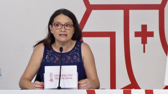 Mónca Oltra en la rueda de prensa tras el pleno del Consell