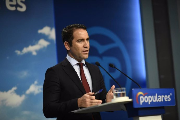 El secretario general del PP, Teodoro García Egea, durante una rueda de prensa tras la reunión del Comité de Dirección del Partido Popular en la sede de Génova, en Madrid.