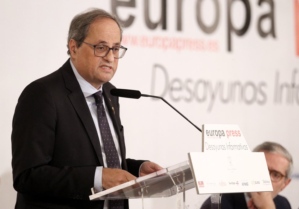 El presidente de la Generalitat, Quim Torra, protagoniza el desayuno informativo de Europa Press