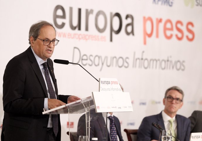 El presidente de la Generalitat, Quim Torra, protagoniza el desayuno informativo de Europa Press