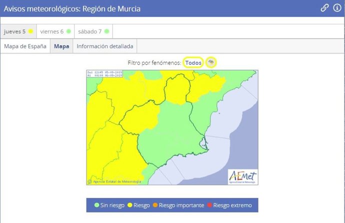 Aviso amaraillo Altiplano y Noroeste