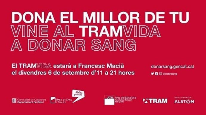 Tram llama a donar sangre en un tranvía en Francesc Maci este viernes