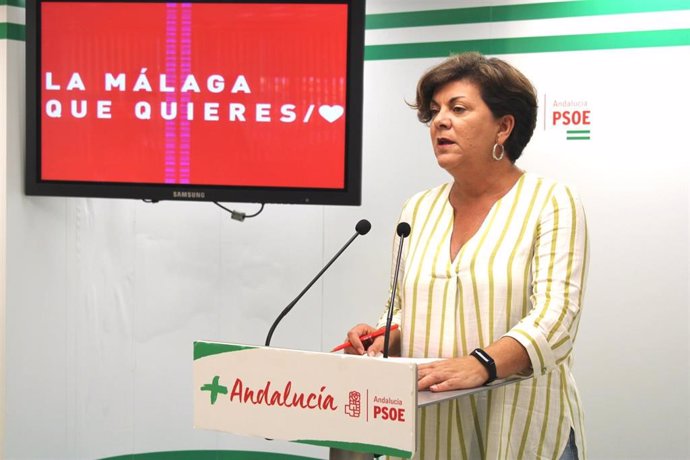 La vicesecretaria general del PSOE de Málaga, Fuensanta Lima, en rueda de prensa.