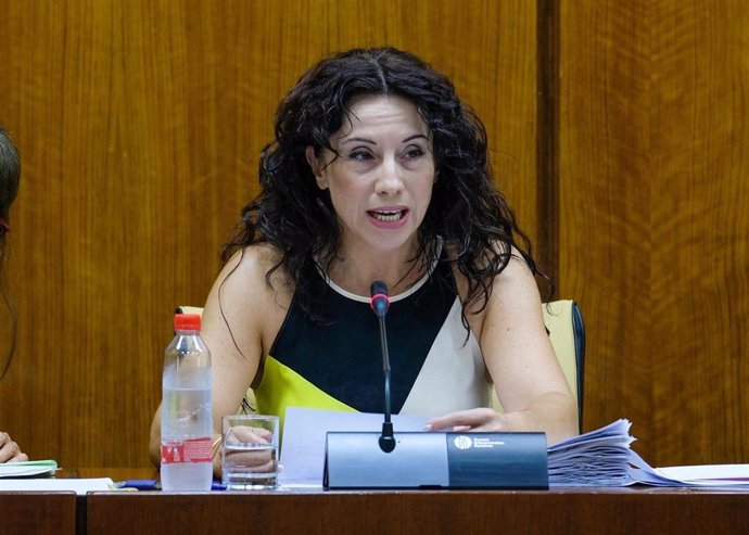 La consejera de Igualdad, Rocío Ruiz, este jueves durante su comparecencia en la comisión parlamentaria.