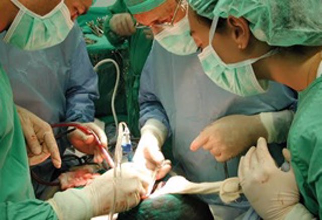 Profesionales santitarios trabajan en una donación de órganos.