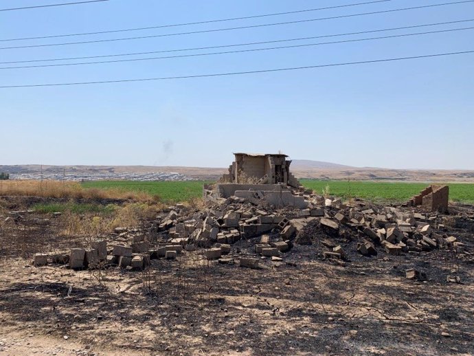 Una casa destruida por la guerra en Hamdaniya