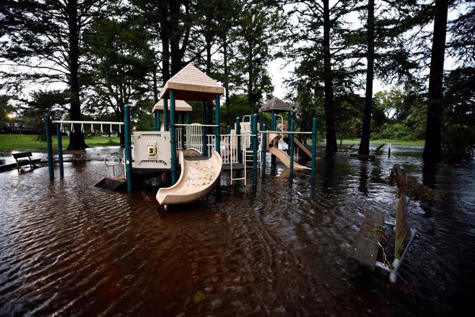 Parque inundado por las lluvias de 'Dorian' en Wilmington, Carolina del Norte