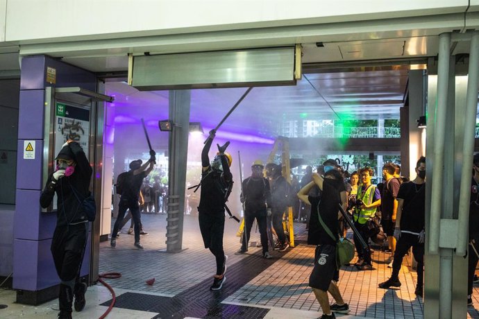 September 01, 2019 - Hong Kong SAR, P.R. China: Protestors attempted to shut down Hong Kong's international airport but failed to bring it to halt. As they retreated they vandalized an MTR station and blocked roads causing severe traffic to and from the