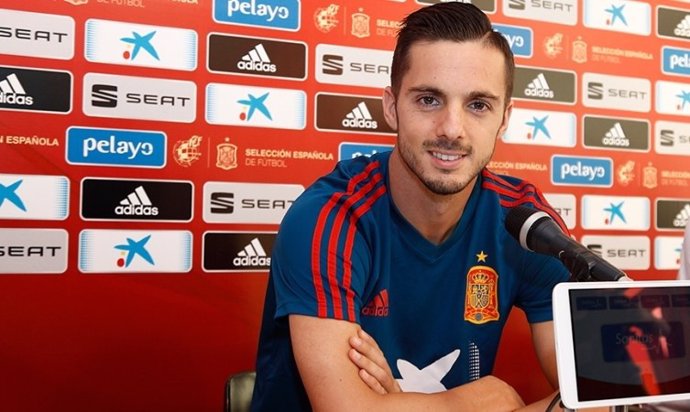 Pablo Sarabia comparece en rueda de prensa con la selección española