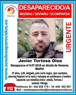 Cartel del hombre desaparecido en Alcalá de Henares