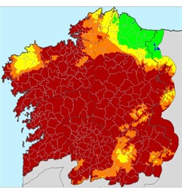 Mapa con el Índice de riesgo diario de incendio forestal actualizado el sábado, 7 de septiembre de 2019 a las 08:09