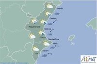Chubascos dispersos este domingo en la Comunitat, que pueden ser localmente fuertes en Castellón y Valencia