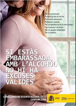 Imagen de la campaña de los peligros de consumir alcohol durante el embarazo.