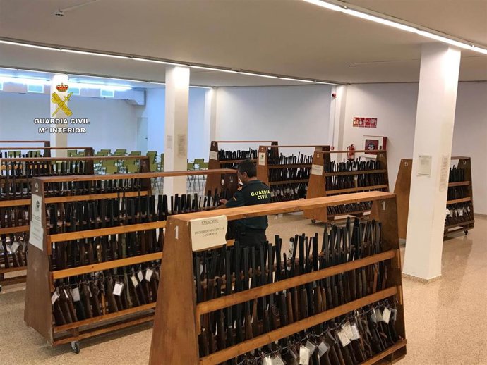 Armas custodiadas por la Guardia Civil de Baleares para una subasta prevista para el próximo 16 de septiembre.