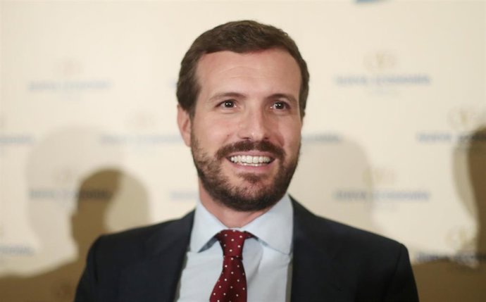 El presidente del PP, Pablo casado, durante el desayuno informativo de Nueva Economía Fórum.
