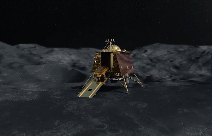 Concepto artístico del módulo de aterrizaje de la misión Chandrayaan 2