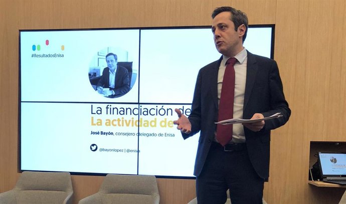 El consejero delegado de Enisa, José Bayón, en la presentación de resultados