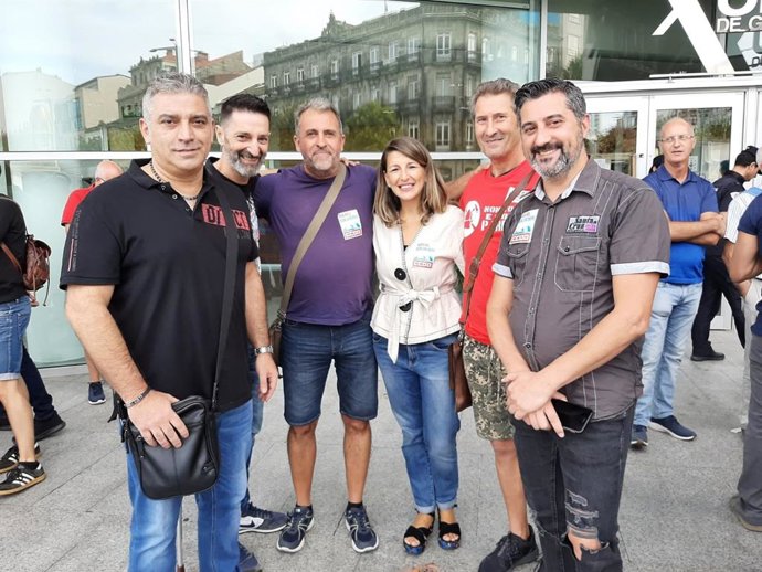 Yolanda Díaz, en una concentración de apoyo a trabajadores del astillero Vulcano.