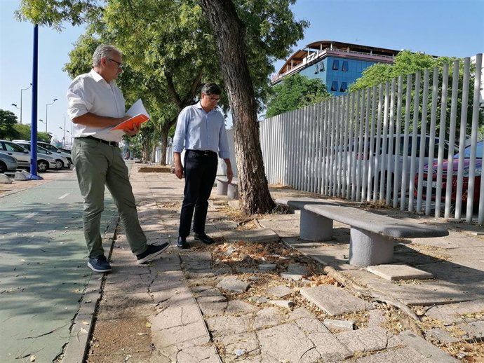 El portavoz de Cs en el Ayuntamiento de Sevilla, Álvaro  Pimentel, durante su visita a la Cartuja