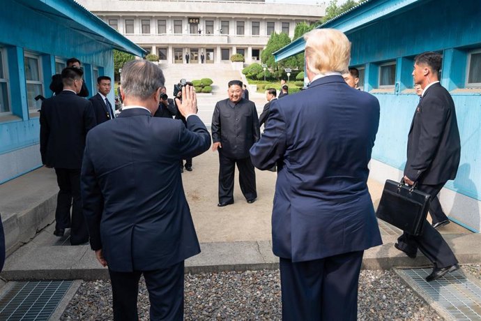 Moon Jae In, Kim Jong Un y Donald Trump