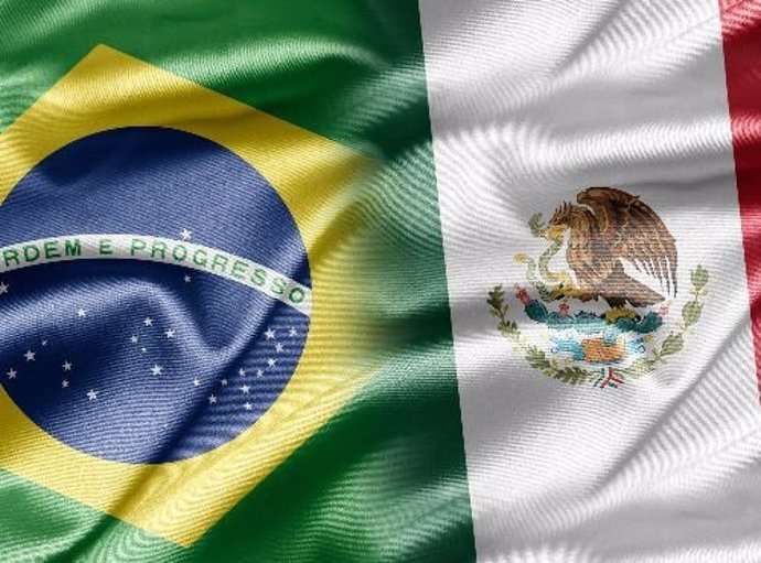 Banderas de Brasil y México