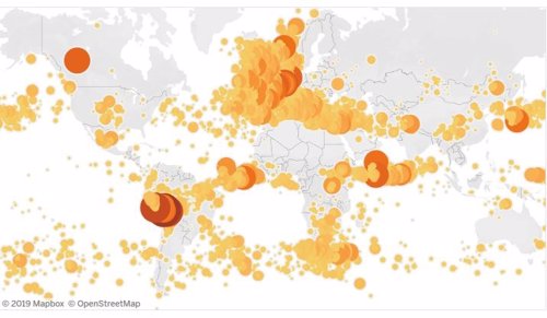 Mapa mundial de concentración de super rayos
