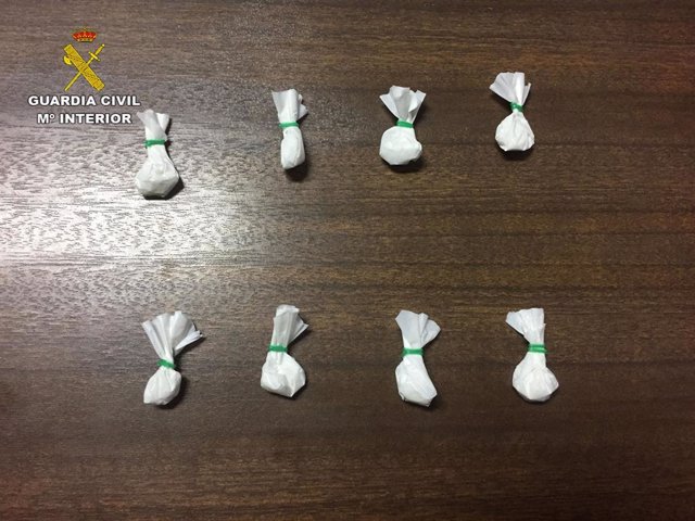 Bolsitas de cocaína incautadas en Miguelturra.